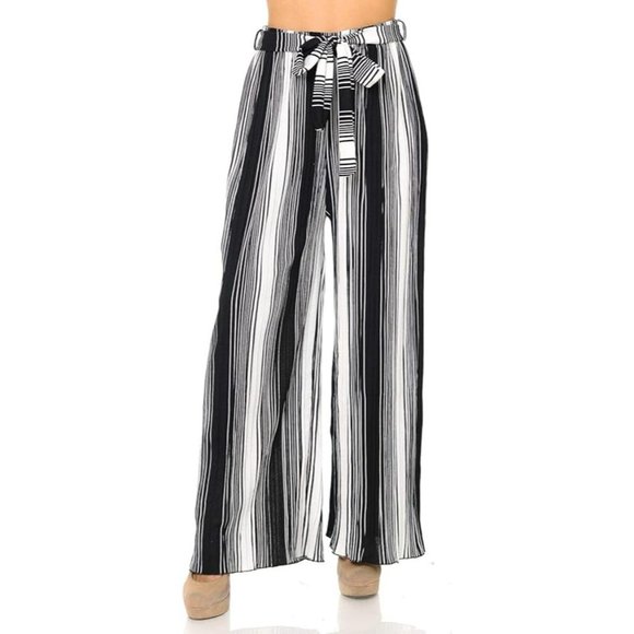 Aulin'e Collection Womens Accordion Pleated High Waisted Wide Leg Palazzo Pants - Picture 3 of 6